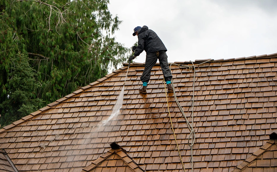 Roofer working